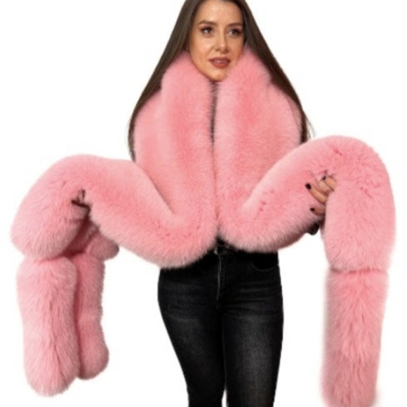 Saga Furs XL Pink Arctic Fox Fur Stole - Picture 3 of 6